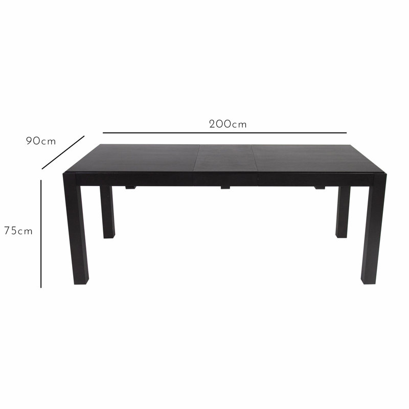 Aayushi Extendable Dining Table, H75 x L200 x W90cm, Black