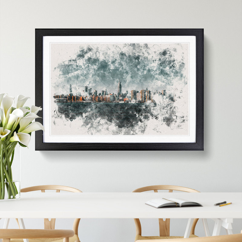 New York City View - Picture Frame Graphic Art Print, 33cm H x 45cm W x 2cm D, Black Framed