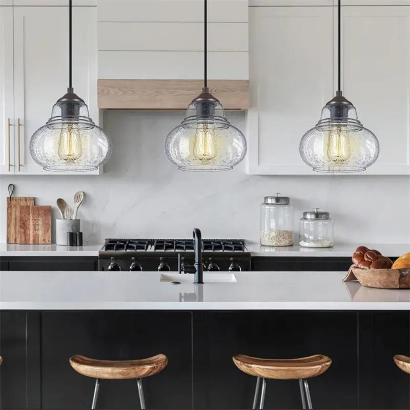 Luminaire suspendu en verre soufflé à la main moderne Kitchen Island