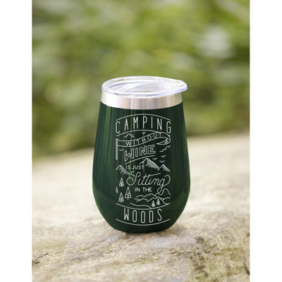 Le camping sans vin est juste assis dans les bois de verre de voyage en acier inoxydable de 12 oz