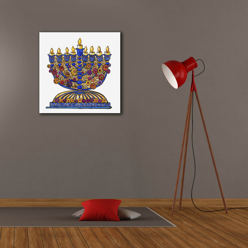 «Menorah 1» par Andrea Strongwater, art mural sur toile, H 26 po x l 26 po x P 1,5 po