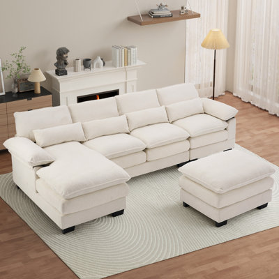  113''W Modern U Shape Sectional Couch Oversized Wide Armrest Sectional Sofa