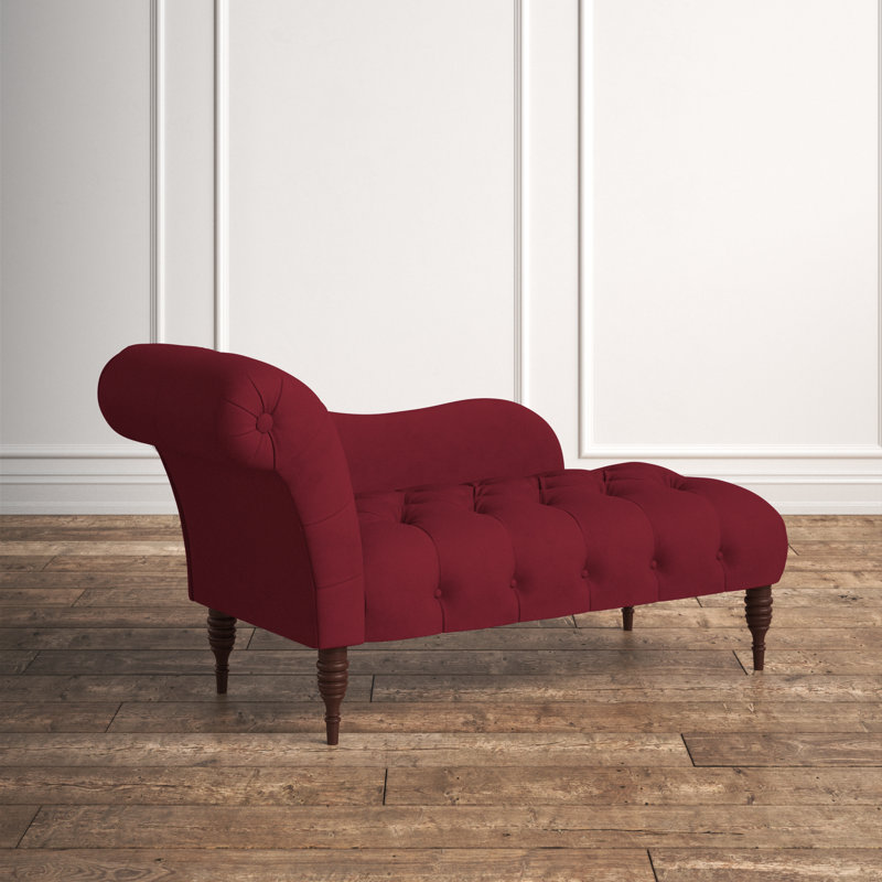 Chaise longue à accoudoirs roulés Angelica, Velours baie classique