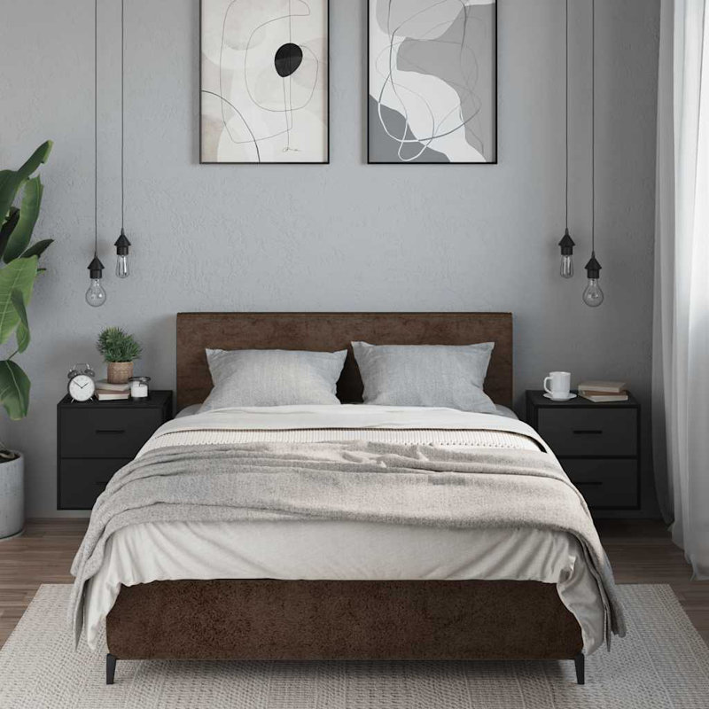 40cm W Metal Bedside Table, Black