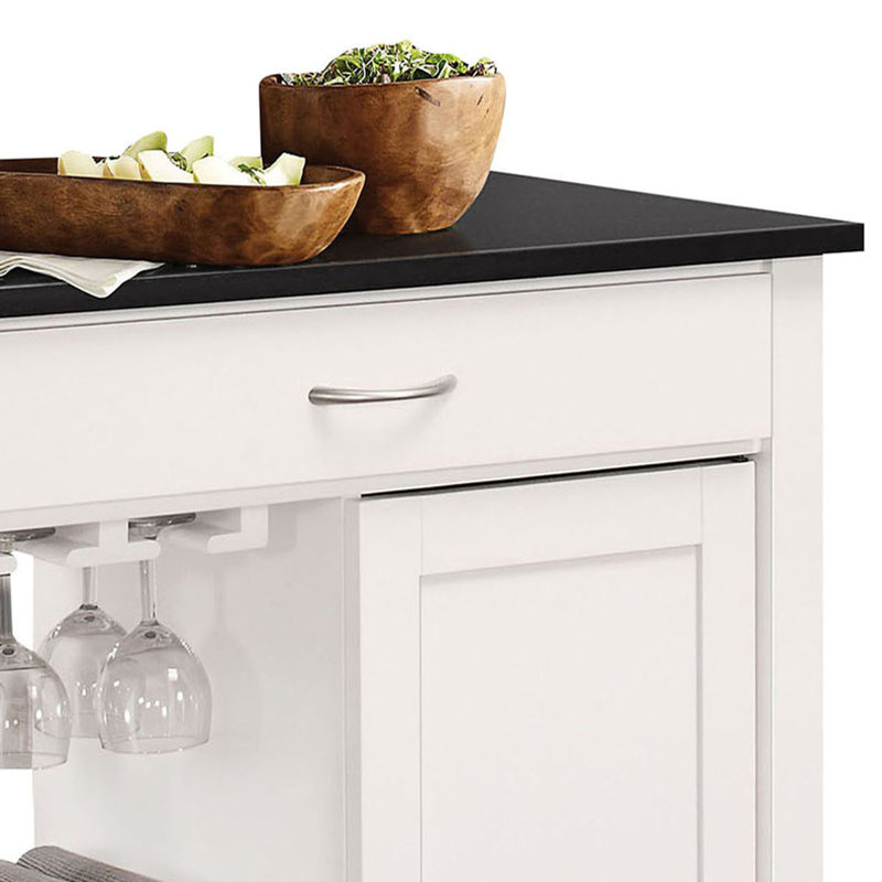 Chariot de cuisine noir et blanc avec 1 armoire
