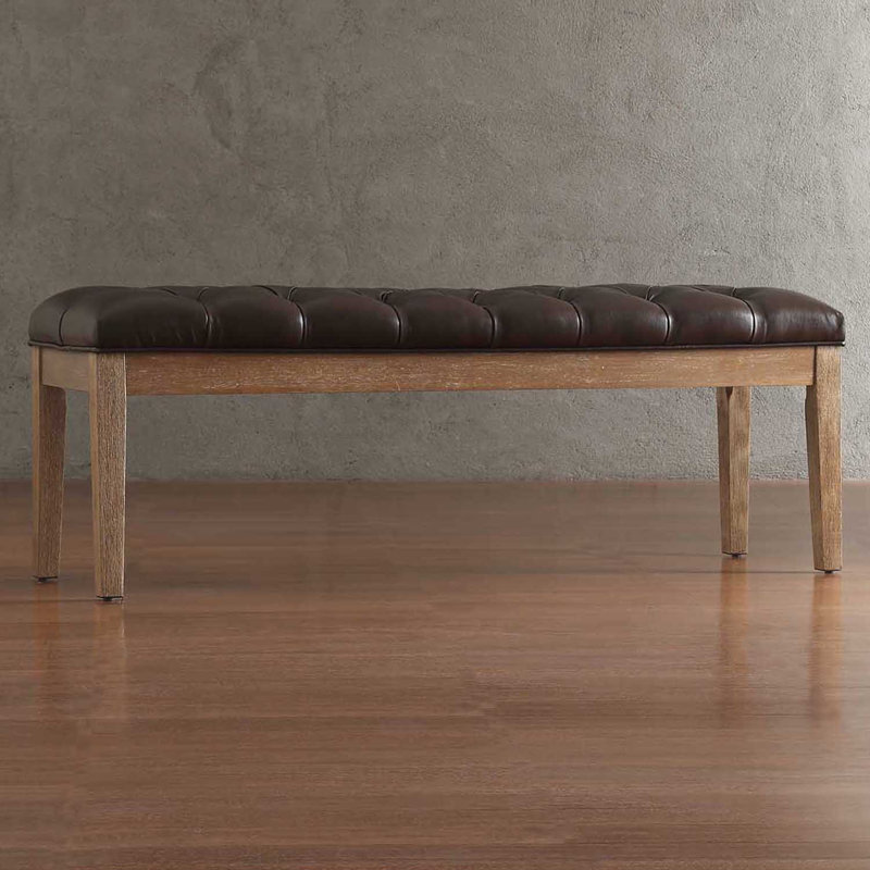 Albion Bonded Leather Upholstered Bench, Brown