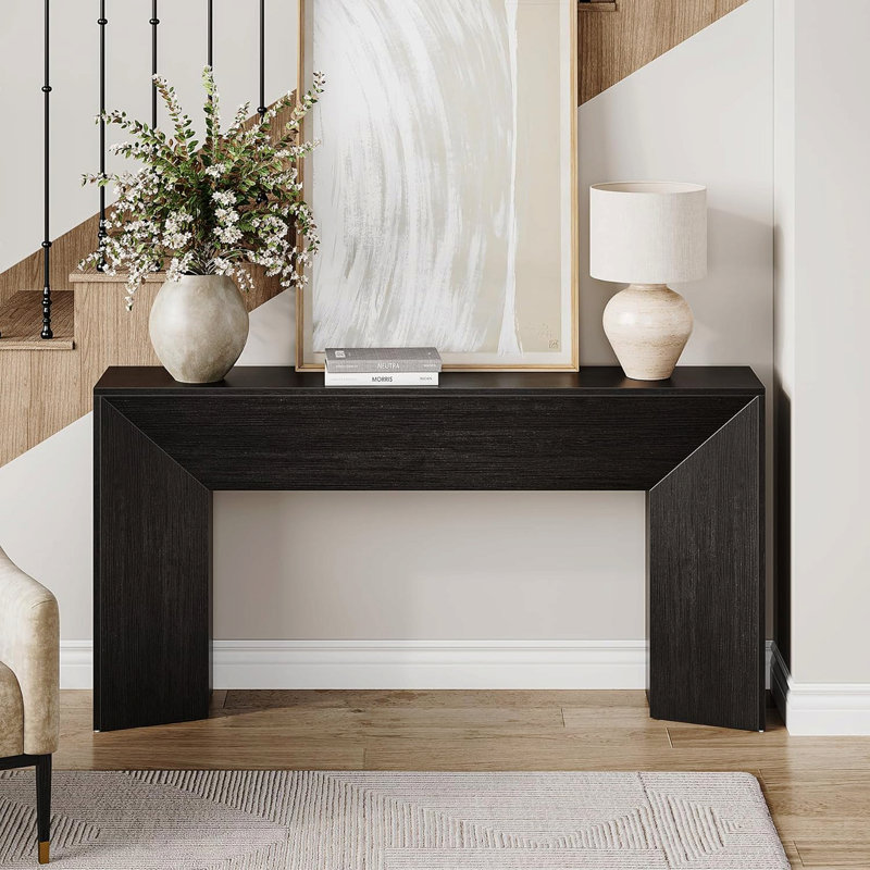 Console 63 po Modern Farmhouse, bois noir pour le salon - noir