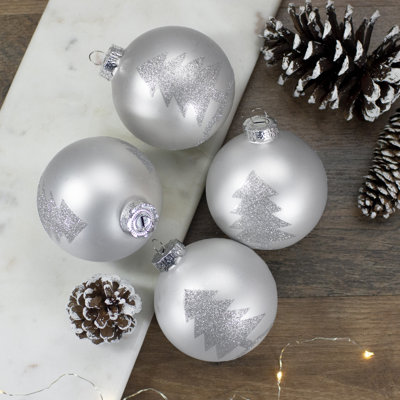 Silver Glass Ball Christmas Ornament