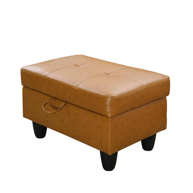 Repose-pieds moderne en similicuir avec espace de rangement pour canapés, Jaune