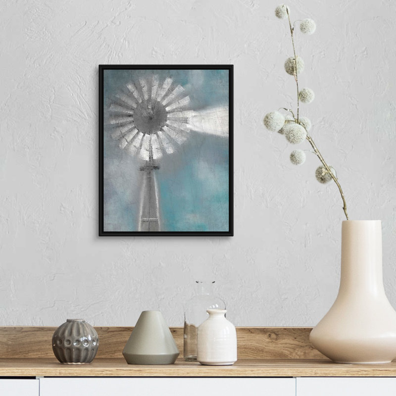 Reproduction d’art sur toile, "moulin à vent" par Kimberly Allen, H 16 po x l 13 po x P 1,75 po, Cadre noir