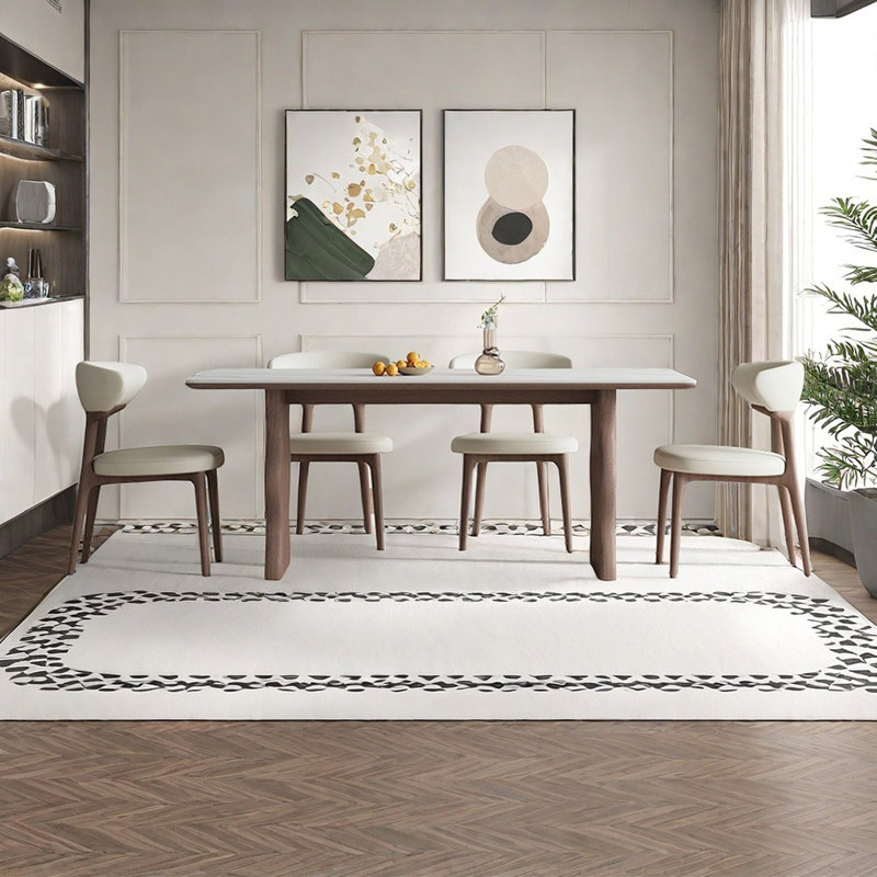 Light luxury high-end rectangular dining table set, 29.5"H x 63"L x 31.5"W
