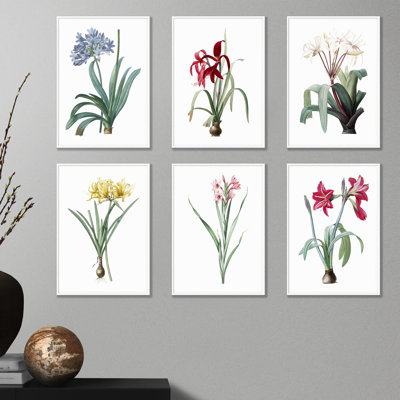 " Vintage Flower Floral Prints " 6 - Pieces