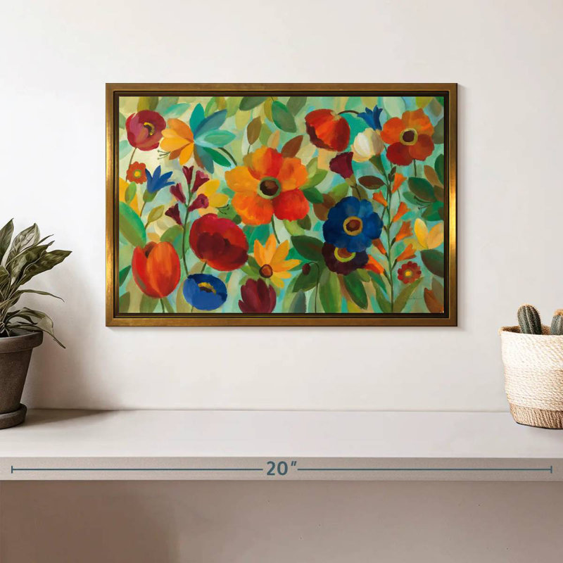 Été floral III, Cadre flottant doré, 13 po x 9 po