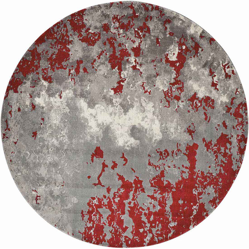 Haseltine Wool Abstract Indoor Rug, Round 8'
