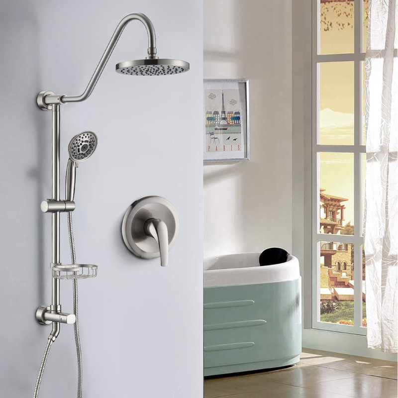 Système de douche complet avec valve brute, Nickel brossé