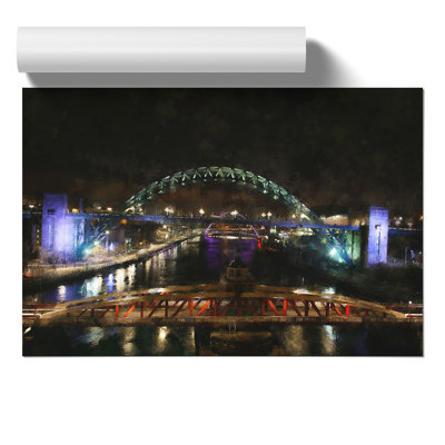 Tyne Bridge in Newcastle Painting - Frameless Print
