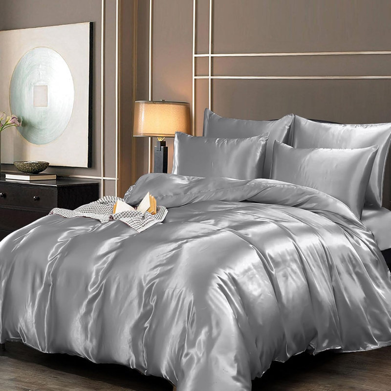 ZEA Duvet Cover Set with Pillowcases, Grey