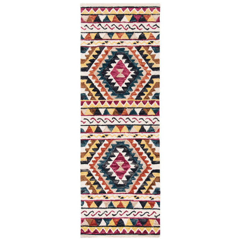 Tapis en laine touffeté à la main Deyoung, Tapis de couloir 2 pi 3 po x 8 pi