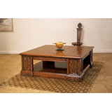 Solid Wood Floor Shelf Coffee Table with Storage