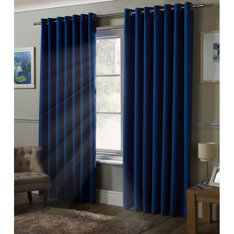 Bigham Blackout Eyelet Curtains, 229 W x 183 D cm, Blue