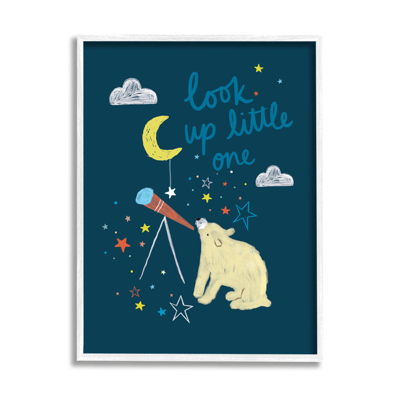 «Look Up Little One Expression Kids» par Art textuel, Giclée encadrée blanc bord de mer, H 30 po x l 24 po x P 4 po
