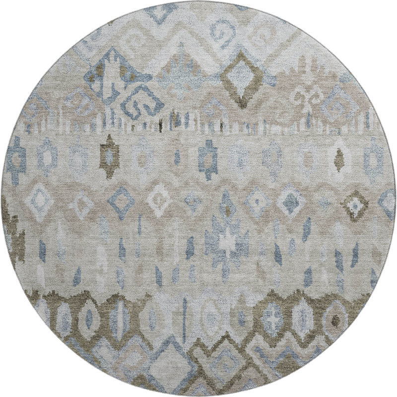 Premium Machine Washable Mayfield AMF2303 Casual Rug, Beige, 8' Round