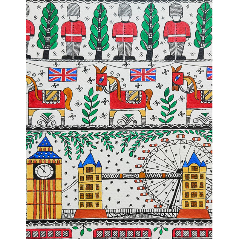 La vue de Londres | Acrylique sur papier fait à la main | Par Saral Panchal