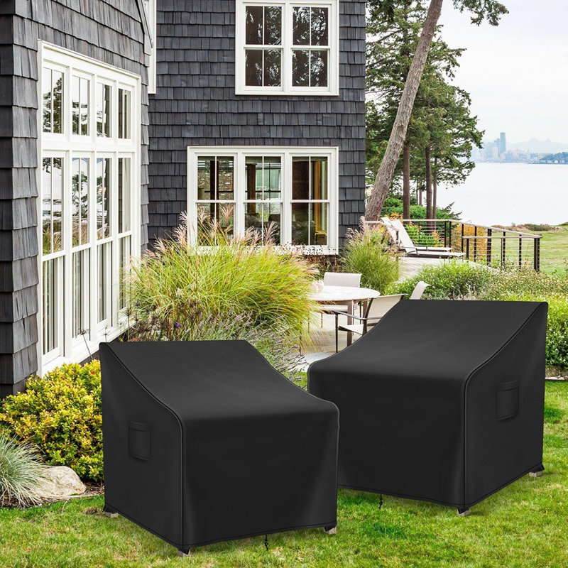 Waterproof Outdoor Chair Covers, Black, Heavy-Duty Patio Furniture Protector, 2-Pack All-Weather Series 2