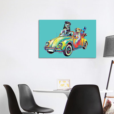 " Couple Car In Aqua " by P.D. Moreno Painting Print