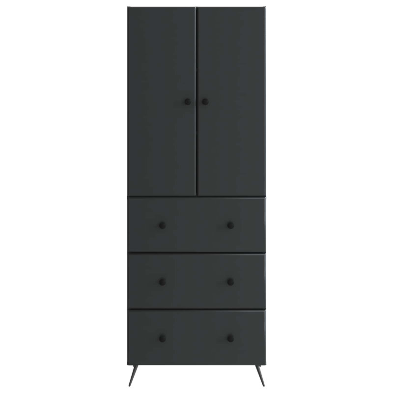  Cabinet Set 2 Pcs Engineered Wood Storage Organizational Unit Office, Black