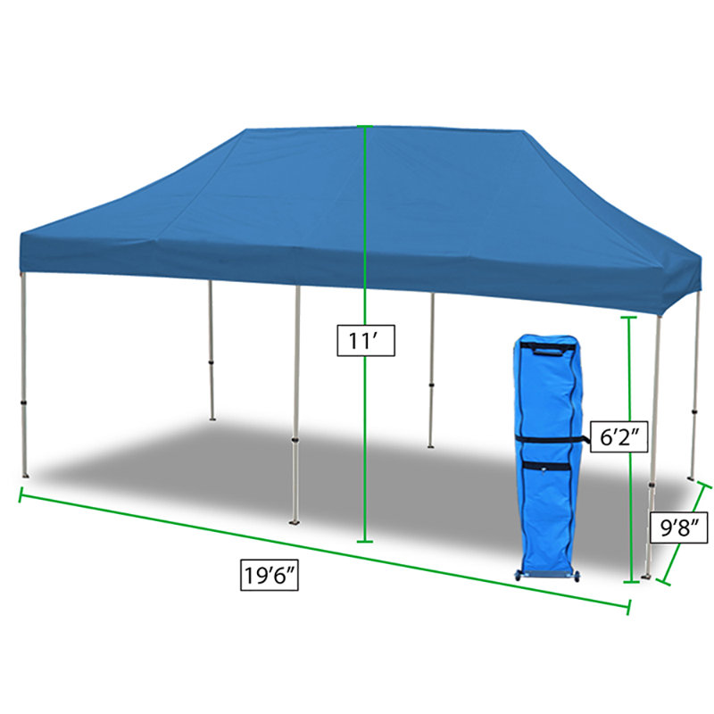 King Canopy 10ft x 20ft Blue Polyester Pop-Up Tent with White Aluminum Frame