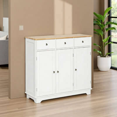 Buffet Cabinet With Storage Cabinets,Drawers And Adjustable Shelves