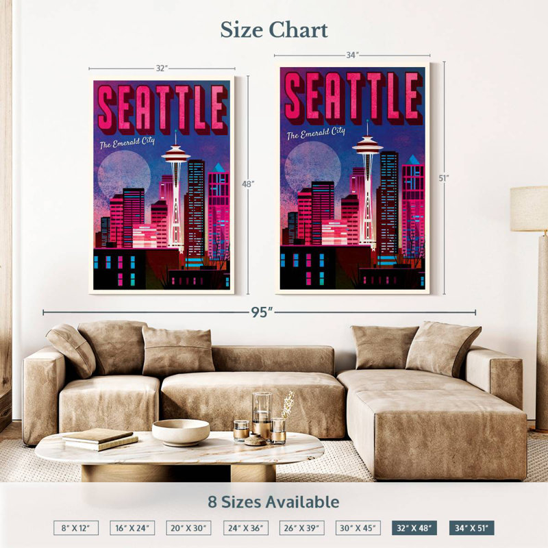 The Emerald City Seattle, 51" H x 34" W