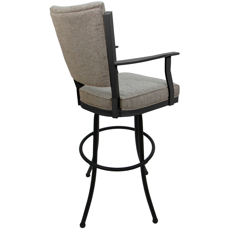 Très grand tabouret pivotant en métal Varges, Bois flottant Hemsath, gris