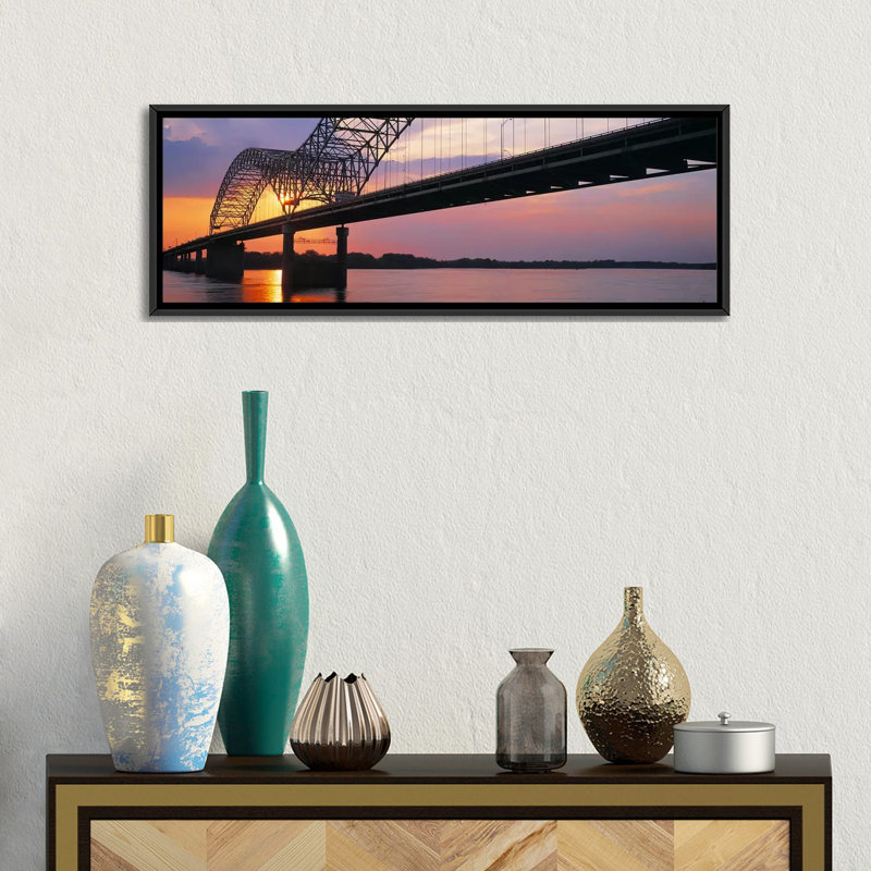 Panoramic Print on Canvas, 20" H x 60" W x 1.5" D, Black Framed
