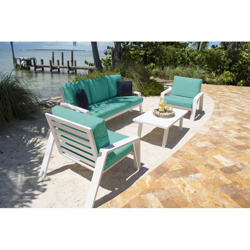 Mykonos 5 - Person Outdoor Seating Group with Cushions, Gateway Mist Sunbrella®