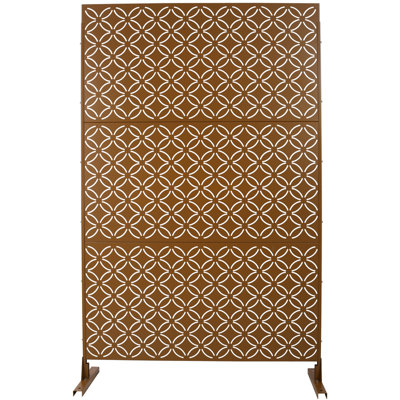 Écran d'intimité extérieur et intérieur en métal H 76 po x l 48 po, écran d'intimité décoratif autoportant pour terrasse de balcon de terrasse, panneaux de clôture d'intimité pour jardin extérieur PS107 BRUN