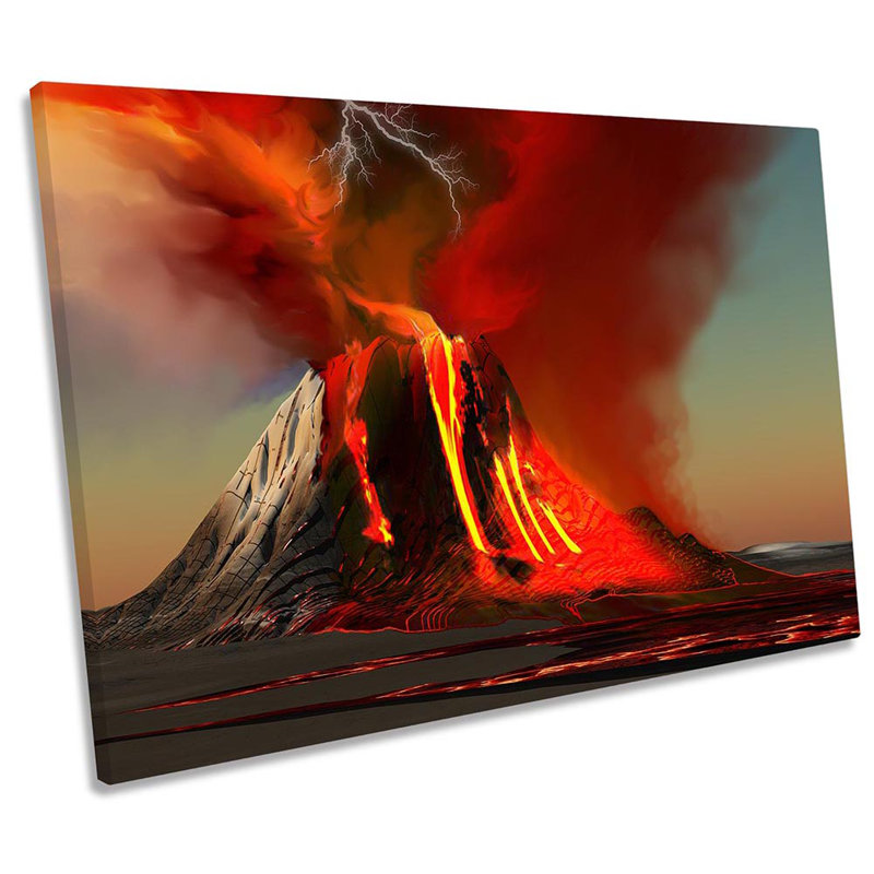 Volcano Eruption Digital - Wrapped Canvas Print, 30.5cm H x 45.7cm W x 2cm D