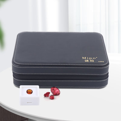 60 Grid Jewelry Display Case Diamond Ring Display Box for Retail Store, Black PU Jewelry Organizer for Home and Shop