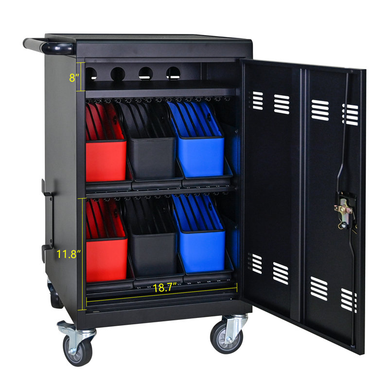 30 All Charging Trolley With Lock And Durability Assurance Enhancement 32 Cart For 30 Devices, Mobility Feature