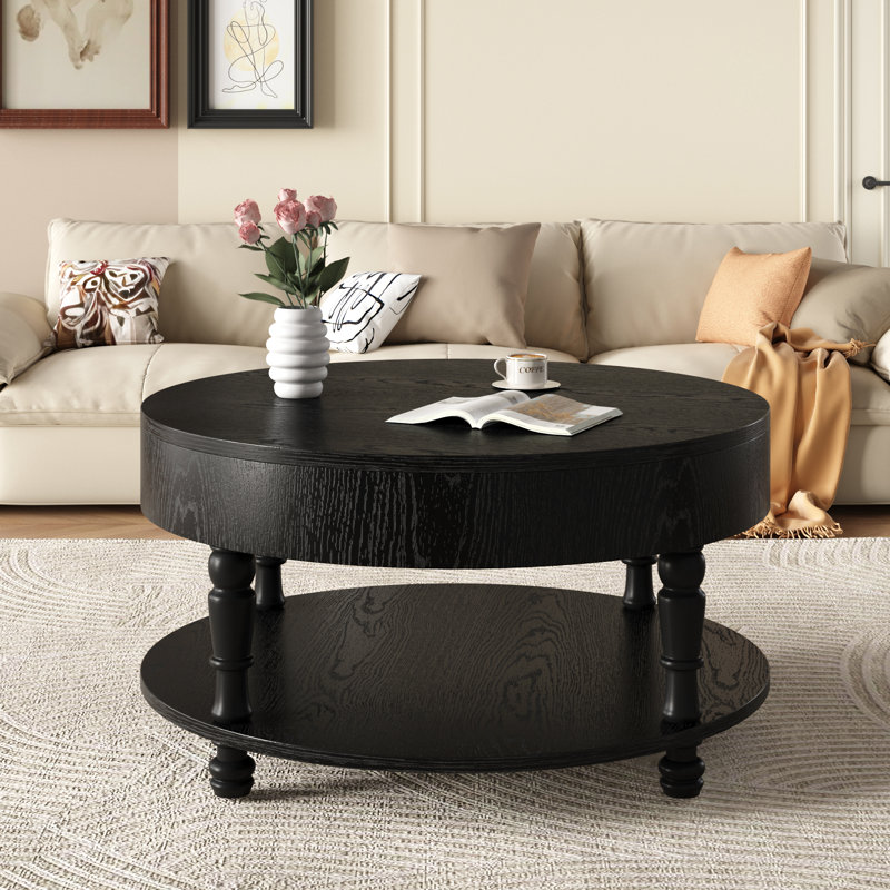 Table basse avec rangement double pour le salon (table incluse seulement), Noir