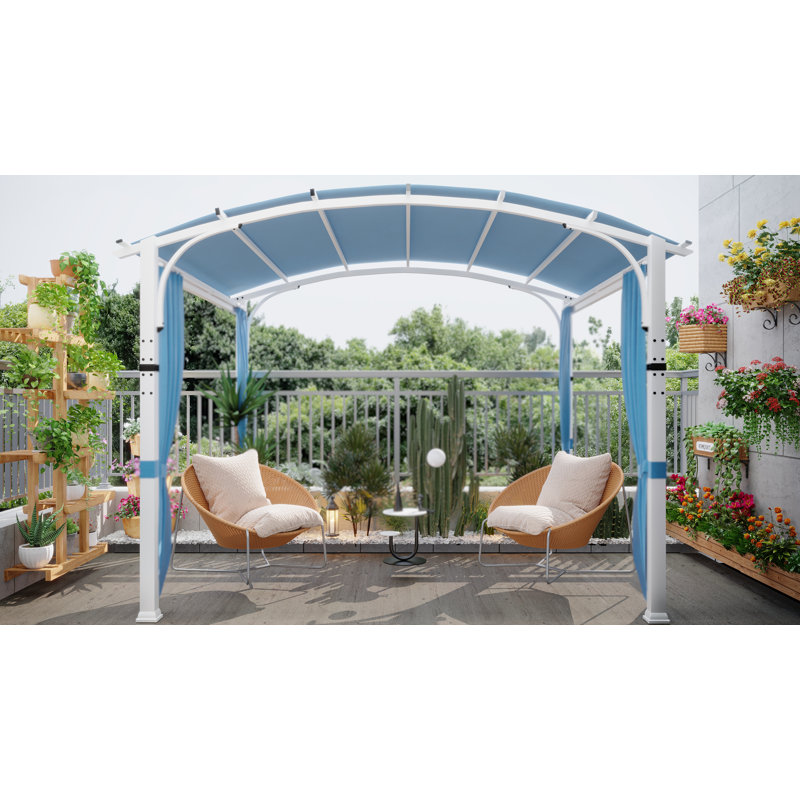 11 Ft. W x 11 Ft. D Metal Pergola with Canopy, Blue