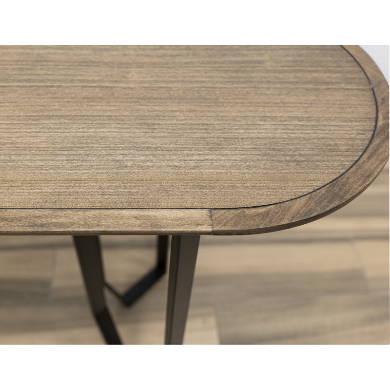 Dorian Black Metal Base Poplar Wood Sofa Table