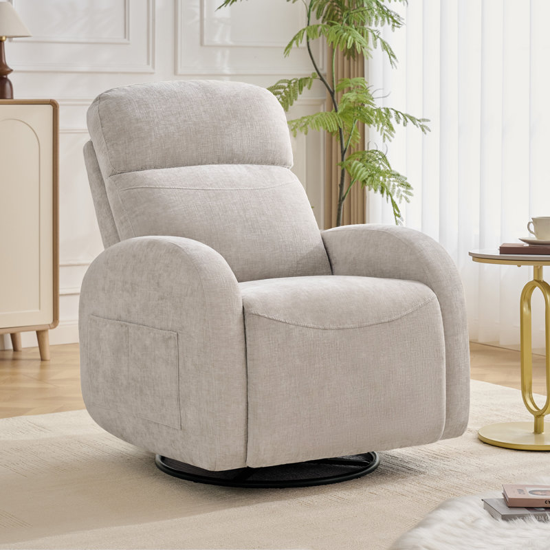 Fauteuil inclinable pivotant à bascule Delba à trois moteurs avec appui-tête et soutien lombaire réglables, ports USB et de type C, idéal pour la chambre d'enfant.