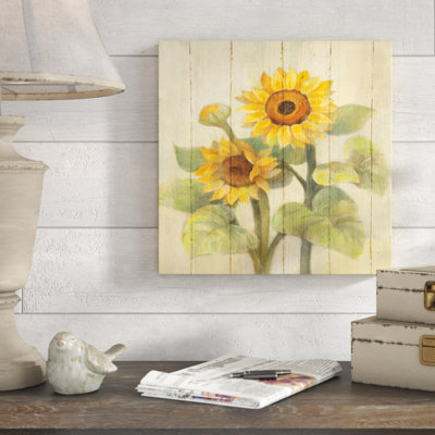 Reproduction d’art sur bois tendue « Summer Tournesii on Barn Board »