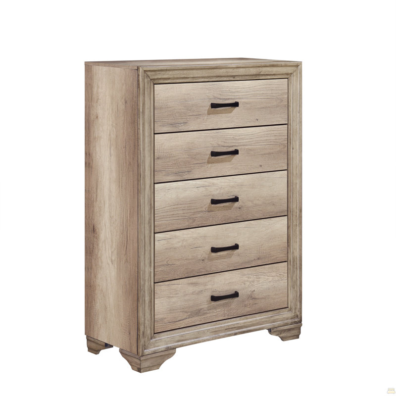 Commode 1 pièce avec 5 tiroirs et quincaillerie de chambre noire