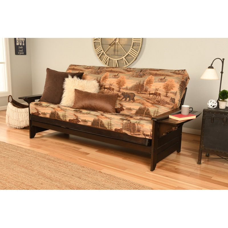 Johnte 82'' Wide Full Futon And Mattress, Espresso, Canadian Microsuede, Innerspring
