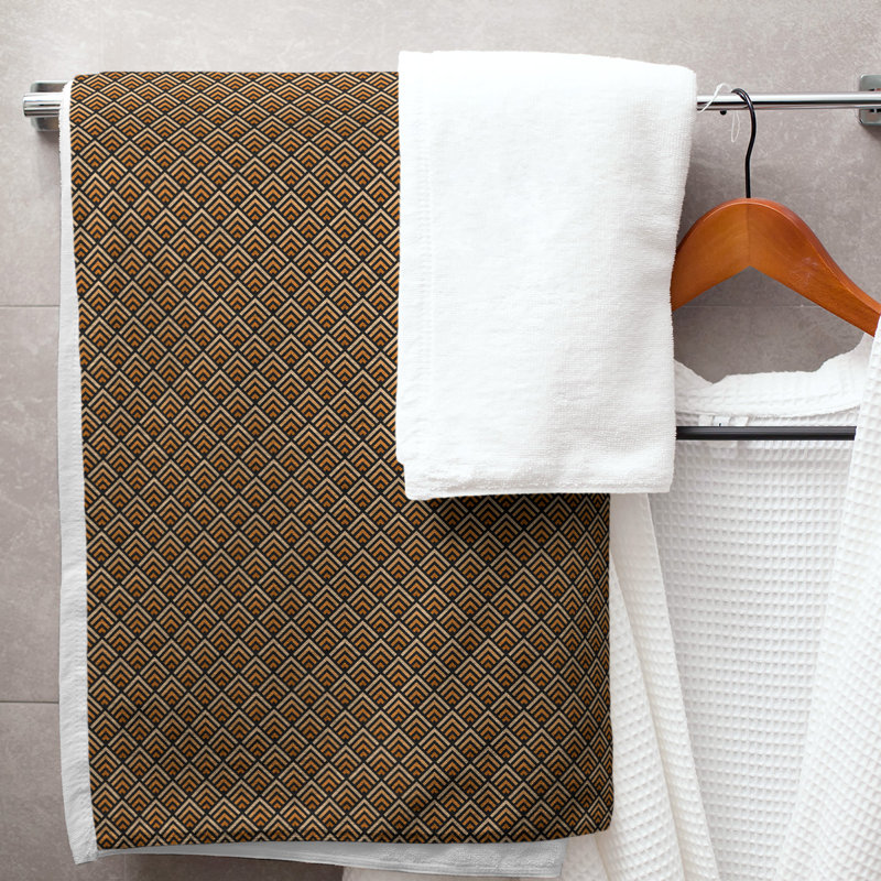 Serviette de bain géométrique katelyn elizabeth, Noir / Orange
