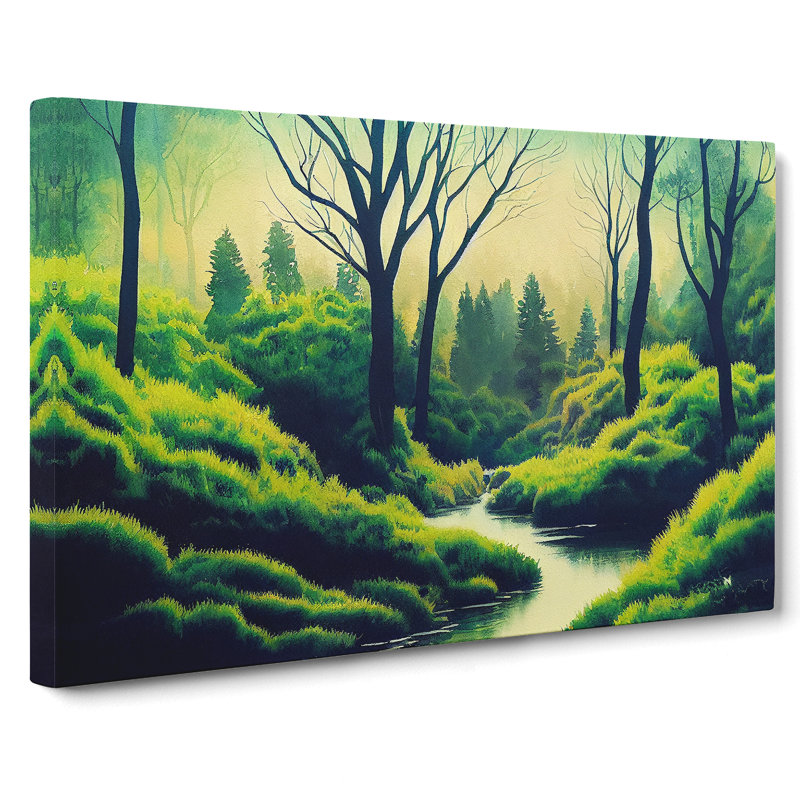 XXX-H1022-WF-8517X Sumer Forest Stream - Wrapped Canvas Print