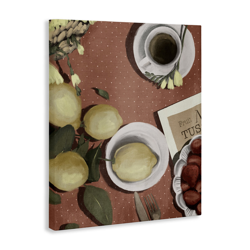 Café italien et toile de fruits, design par Anna Lischenko, H 30 po x l 24 po